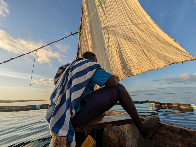 Setting sail on a sunset sailboat excursion from Manta Resort on Pemba Island, one of the most exclusive luxury beach escapes in Tanzania