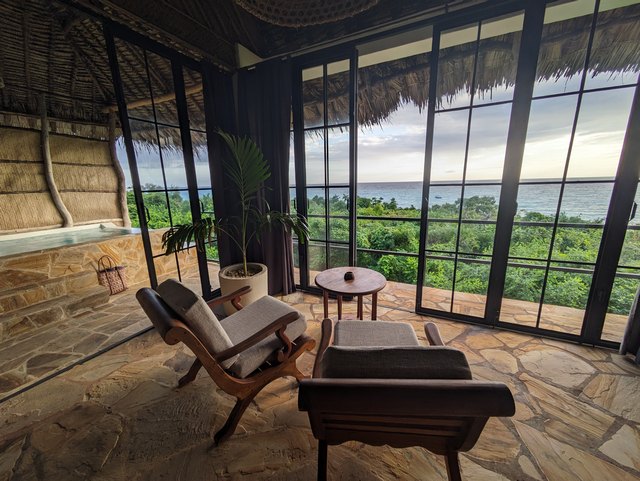 Guest chalet overlooking the Indian Ocean at Manta Resort on Pemba Island, one of the most exclusive luxury beach escapes in Tanzania