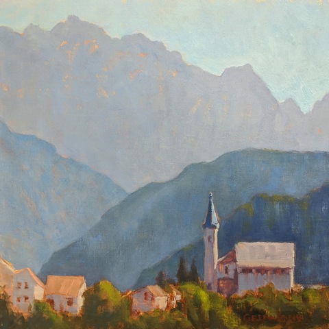 painting of the italian alps by artist Britt Greenland