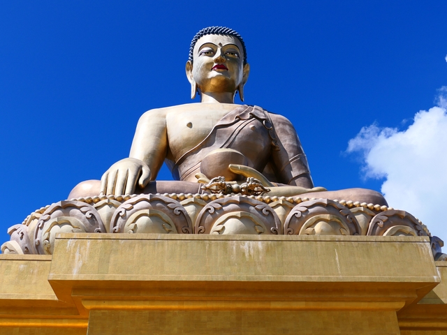 Golden Buddha Dordenma statue overlooking Thimphu Valley in Bhutan
